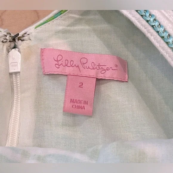 Lilly Pulitzer Tessa Shift Dress in Green Sheen Fronds Place and Size 2 - Picture 7 of 13